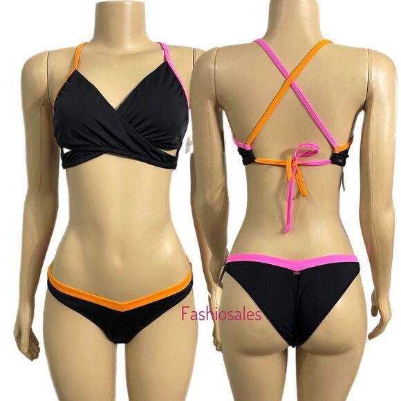 Victorias Secret Pink Swim Body wrap Bikini top Removable Padding & Itsy Set XXL - Picture 1 of 8